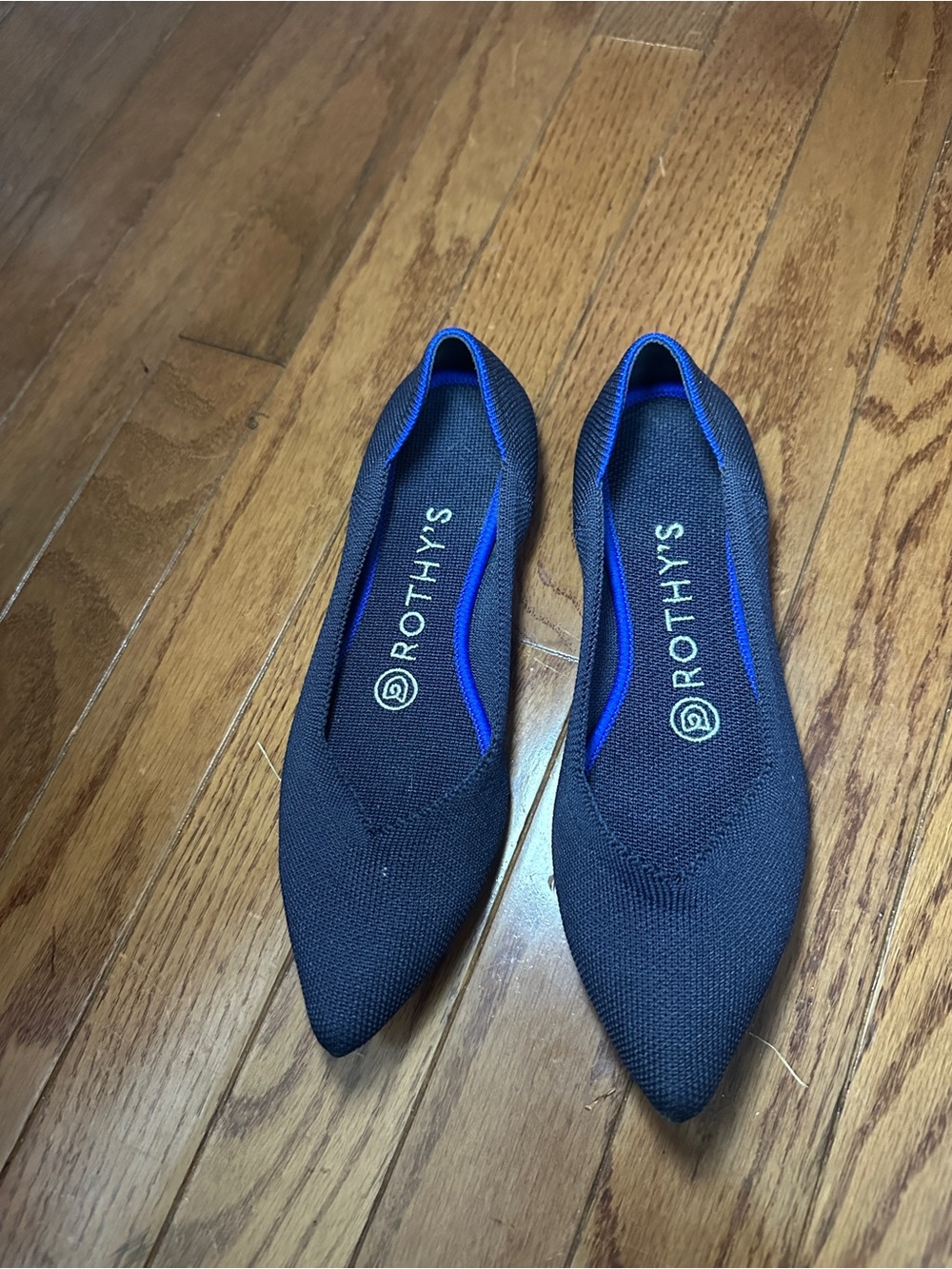 Rothy's "THE POINT" Navy Blue Knitted Pointed Toe Slip On Flats Womens Size 6 - Picture 2 of 4